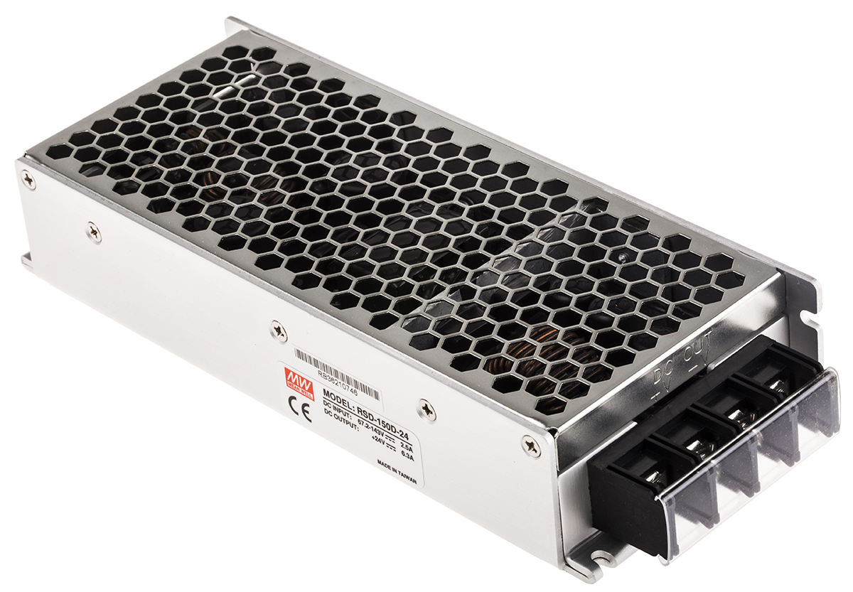 MEAN WELL RSD 150 DC-DC Converter, 24V dc/ 6.3A Output, 67.2 → 143 V dc Input, 151.2W, Chassis Mount, +70°C Max