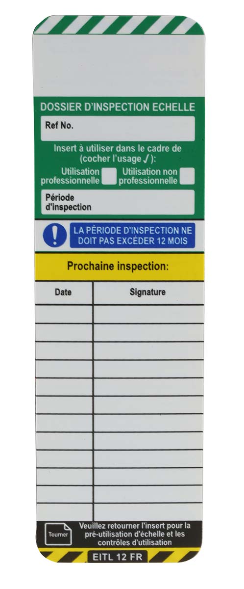 Brady Black on Green, White, Yellow Safety Ladder Tag, French Language, 10 per Pack