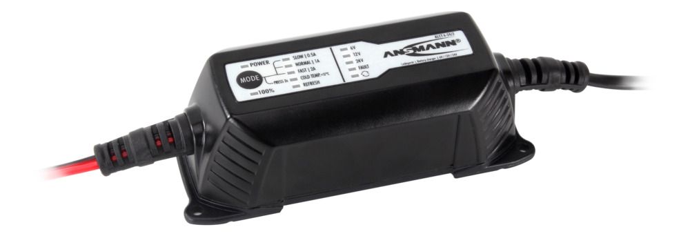 Ansmann ALCT 6-24/2 Battery Charger For Lead Acid 6 V, 12 V, 24 V 6V 1 A, 2 A, 500mA with EU, UK plug