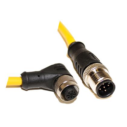 Mueller Electric Male 5 way Straight Male to Female 5 way Right Angle Female Connector Sensor Actuator Cable, 10 m