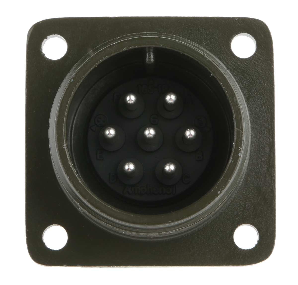 Amphenol Industrial, MS3102A, Copper Alloy 7 Way Box Mount MIL Spec Circular Connector Receptacle, Pin Contacts,Shell