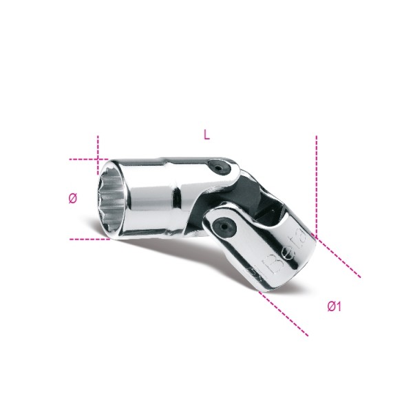 BETA 3/8 in Drive 17mm Universal Joint Socket, 12 point, 54.5 mm Overall Length