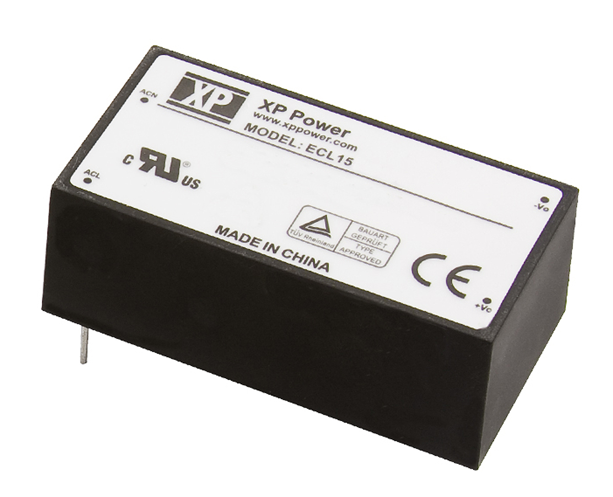 XP Power Switching Power Supply, ECL15US24-E, 24V dc, 630mA, 15W, 1 Output, 120 → 370 V dc, 85 → 264 V ac