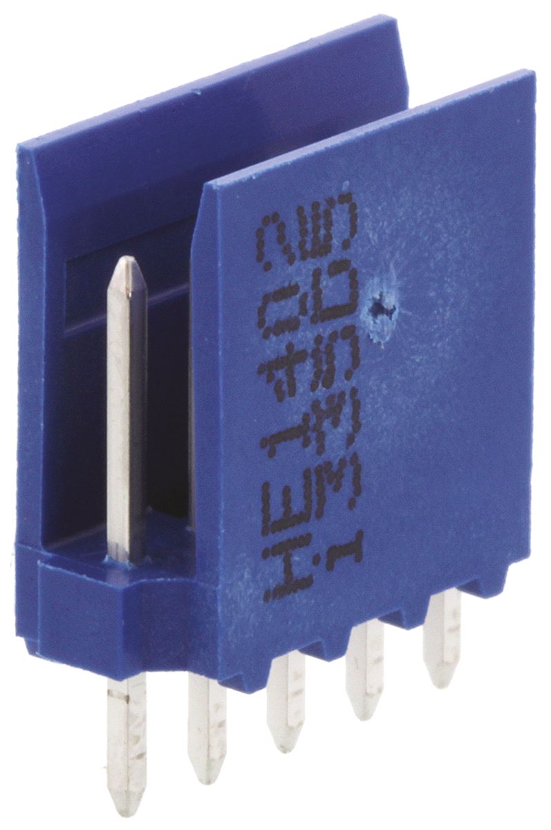 TE Connectivity AMPMODU HE14 Series Straight Through Hole PCB Header, 5 Contact(s), 2.54 mm Pitch, 1 Row, Shrouded