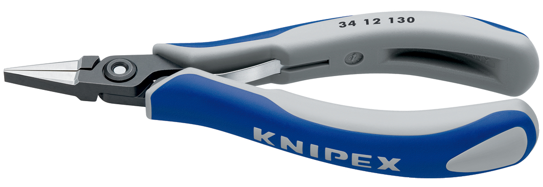 Knipex 34 12 Electronics Pliers, Flat Nose Pliers, 130 mm Overall, Straight Tip, 22mm Jaw