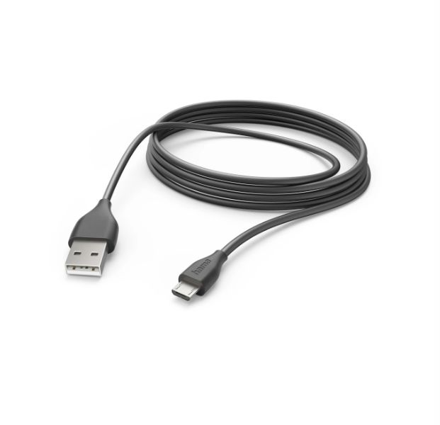Hama USB 2.0, Male Micro USB B to Male USB A, 480Mbps, 3m