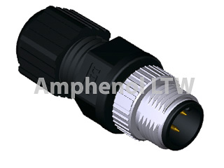 Amphenol Industrial Circular Connector, 3 Contacts, Cable, M12 Connector, Plug, Male, IP67, M Series