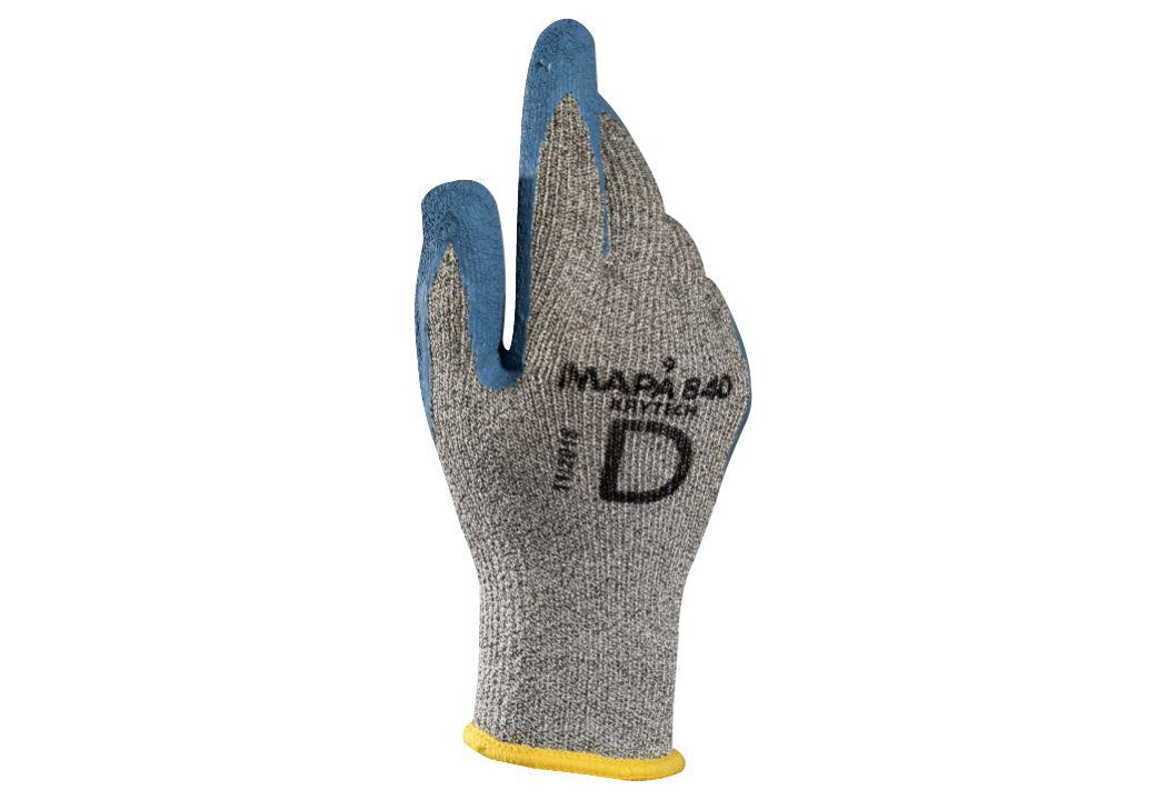 Mapa KRYTECH 840 Grey Latex Latex Work Gloves, Size 9, Latex Coating