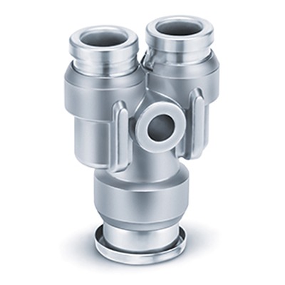 SMC KQB2 Series Union Y, 6 mm to 8 mm, Tube-to-Tube Connection Style, KQB2U06-08