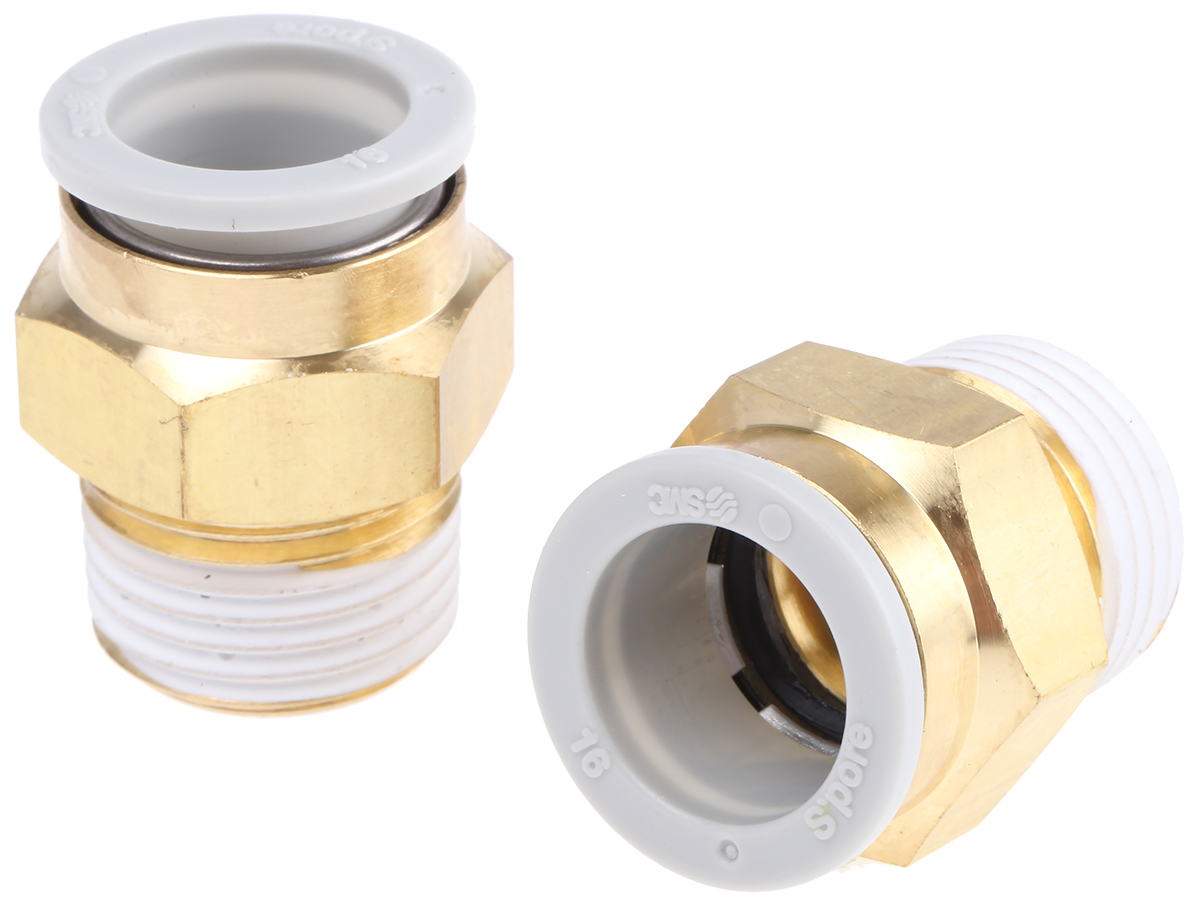 SMC KQ2 Series Bulkhead Threaded-to-Tube Adaptor, Push In 16 mm to Push In 16 mm, Threaded-to-Tube Connection Style