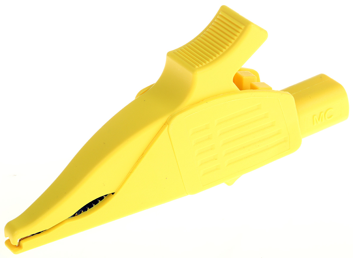 Staubli Crocodile Clip 4 mm Connection, Brass Contact, 32A, Yellow