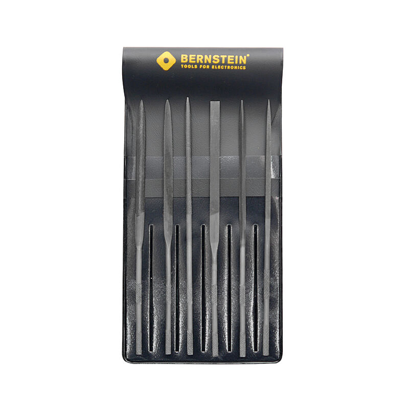 Bernstein 140mm, File Cut, Flat, Half Round, Round, Square, Triangular Needle File Set With Soft-Grip Handle
