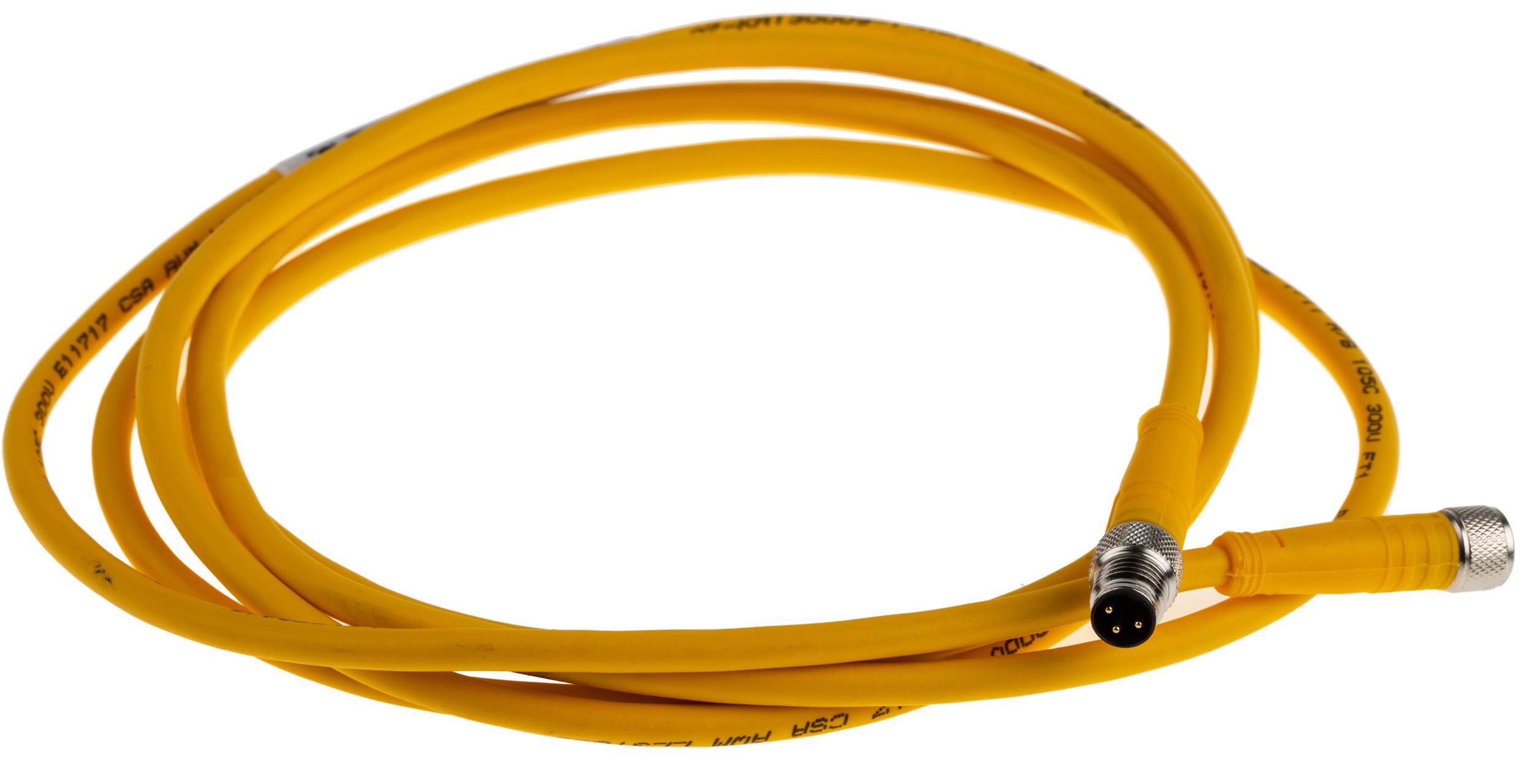 Turck Female 3 way M8 to Male M8 Sensor Actuator Cable, 2 m