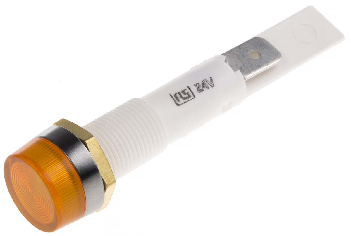 Arcolectric (Bulgin) Ltd 0277 Series Orange Filament Indicator, 24V, 10mm Mounting Hole Size, Solder Tab Termination,