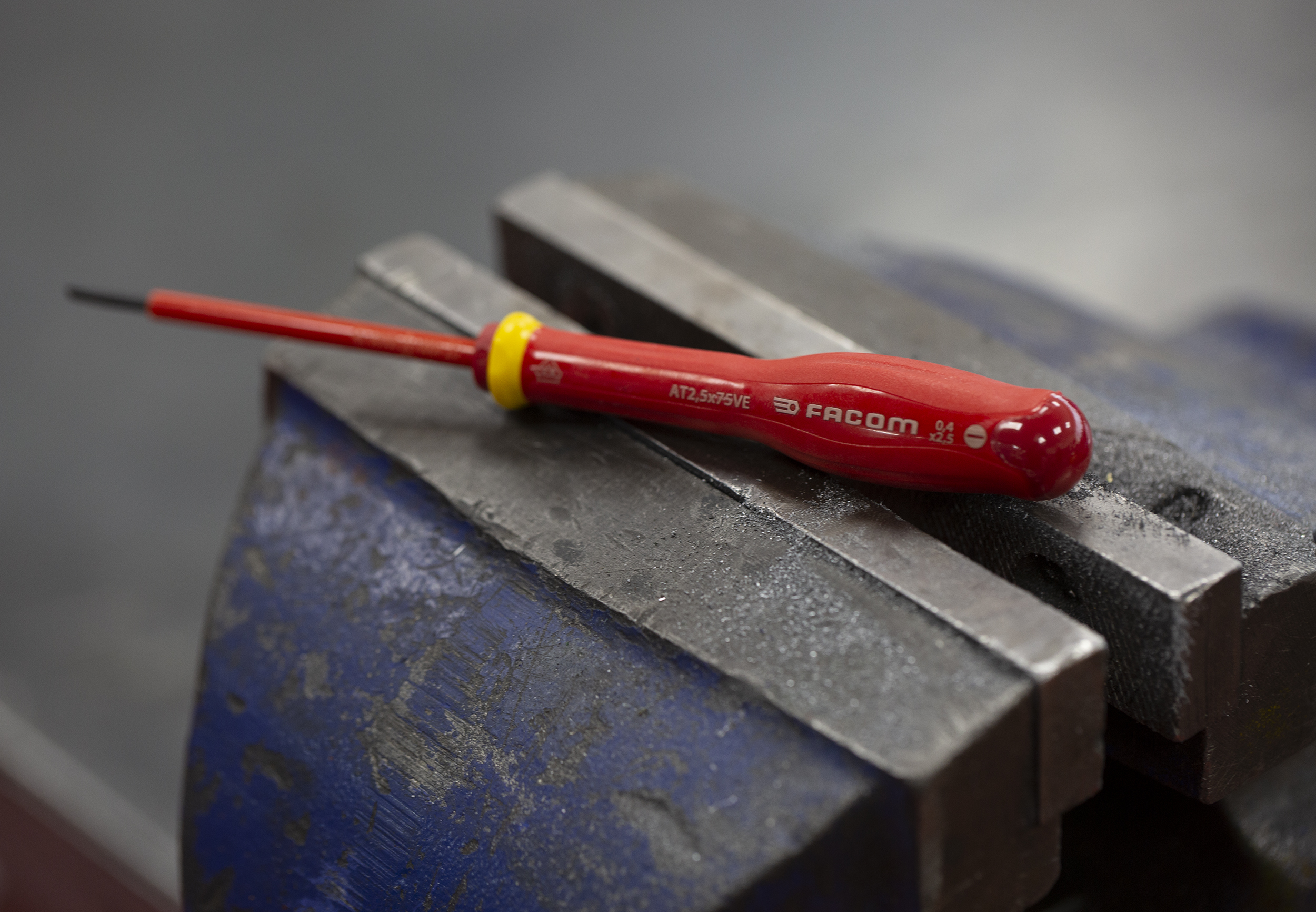 Facom Slotted Insulated Screwdriver, 2.5 x 0.4 mm Tip, 75 mm Blade, VDE/1000V, 178 mm Overall