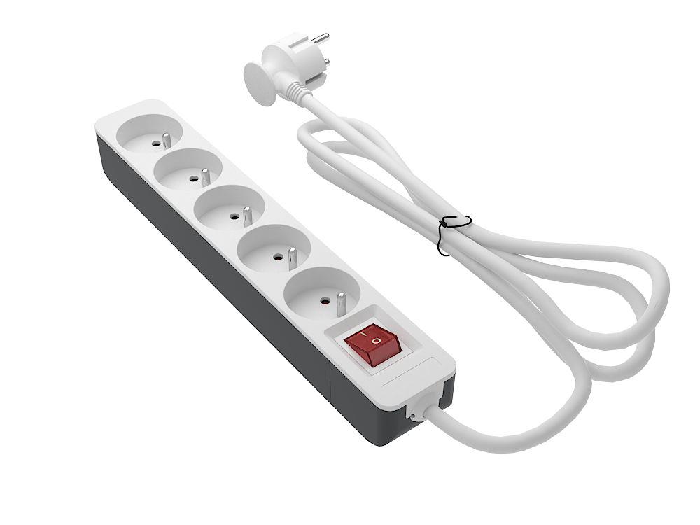 RS PRO 4m 5 Socket Type E - French Trailing Socket, 250 V, IP20