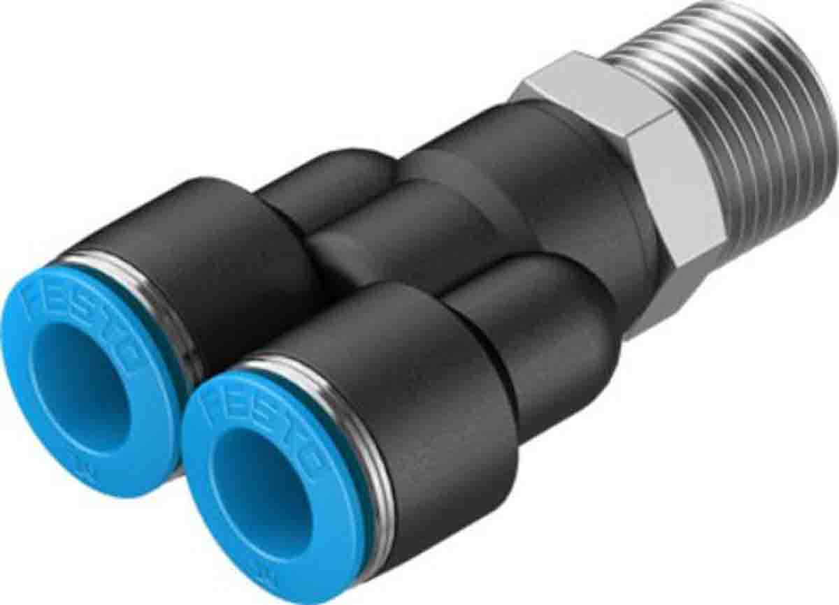 Festo Y Threaded Adaptor, Push In 10 mm to Push In 10 mm, Threaded-to-Tube Connection Style, 153145