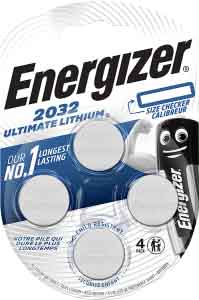 Energizer CR2032 Button Batteries, 3V, 20mm Diameter, 4 Pack
