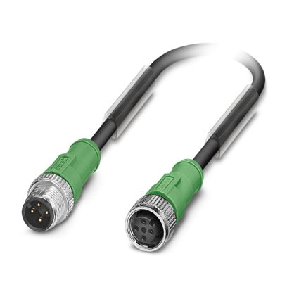 Phoenix Contact Male 4 way M12 to Female 4 way M12 Sensor Actuator Cable, 3 m