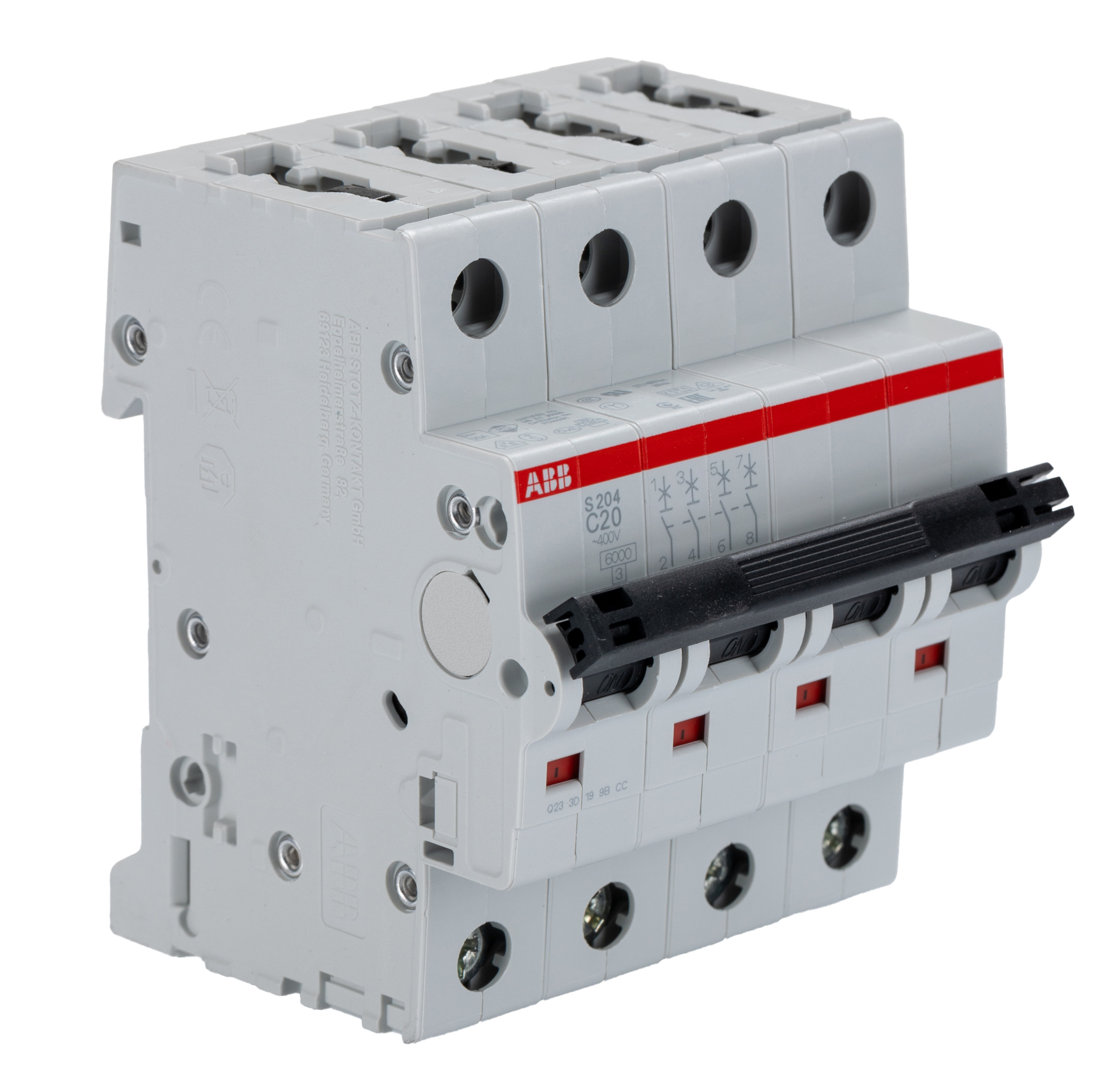 ABB System Pro M Compact S200 MCB, 4P, 20A Curve C, 400V AC, 10 kA Breaking Capacity