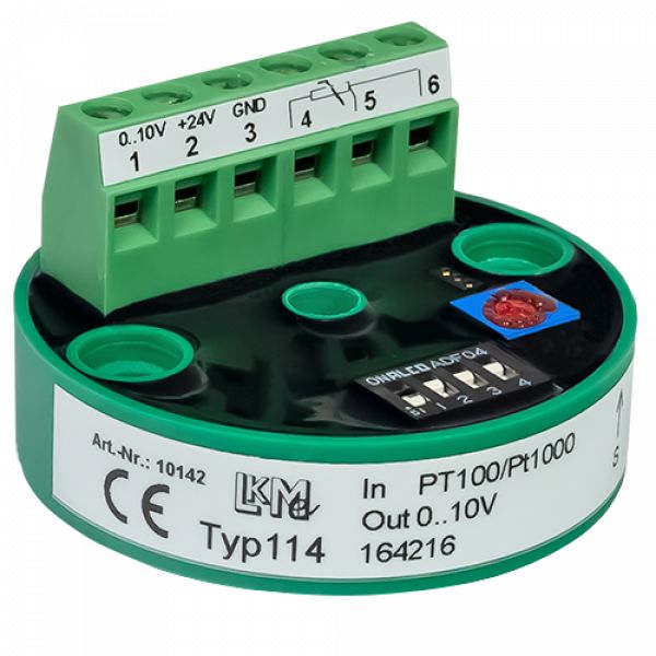 LKMelectronic LKM Temperature Transmitter Pt100/Pt1000 Input, 15 → 26 V ac