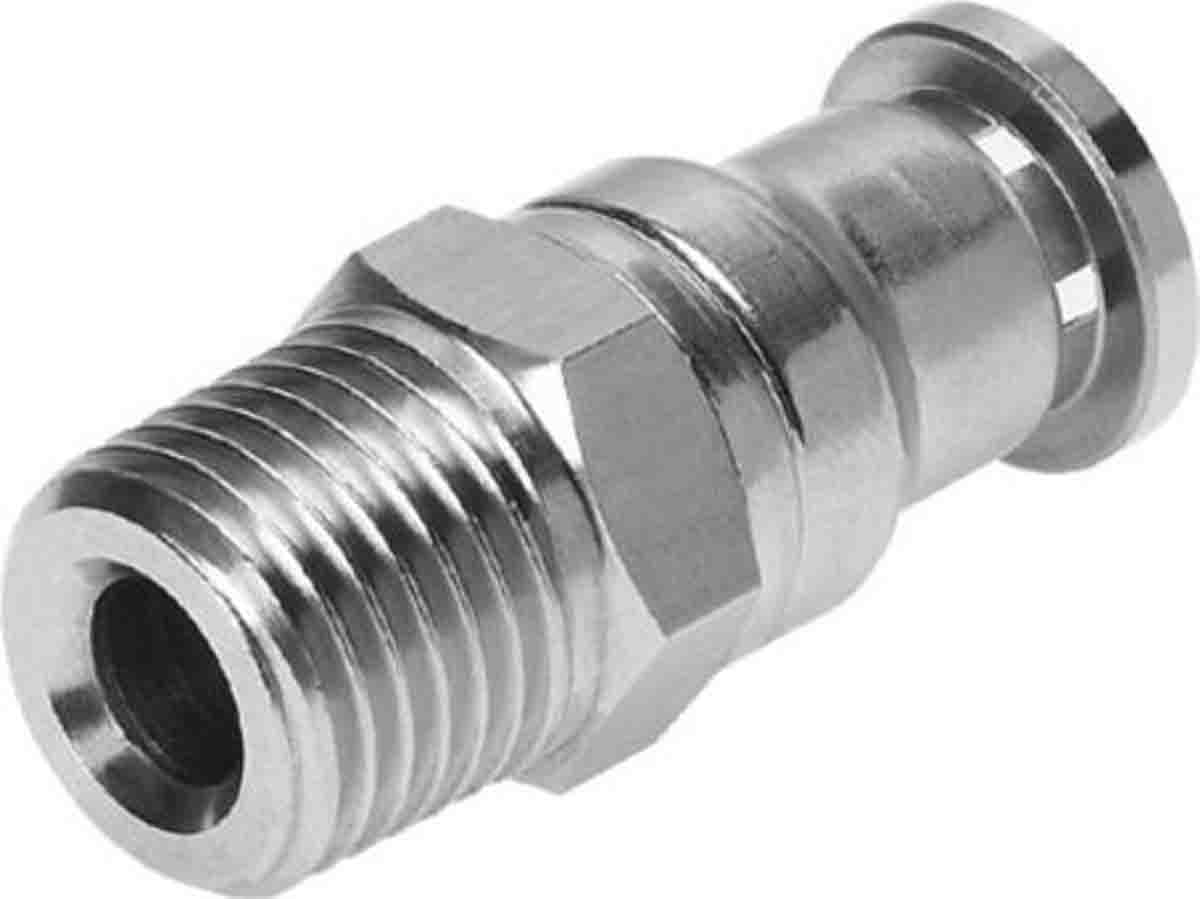Festo Straight Threaded Adaptor, R 1/8 Male to Push In 4 mm, Threaded-to-Tube Connection Style, 132643