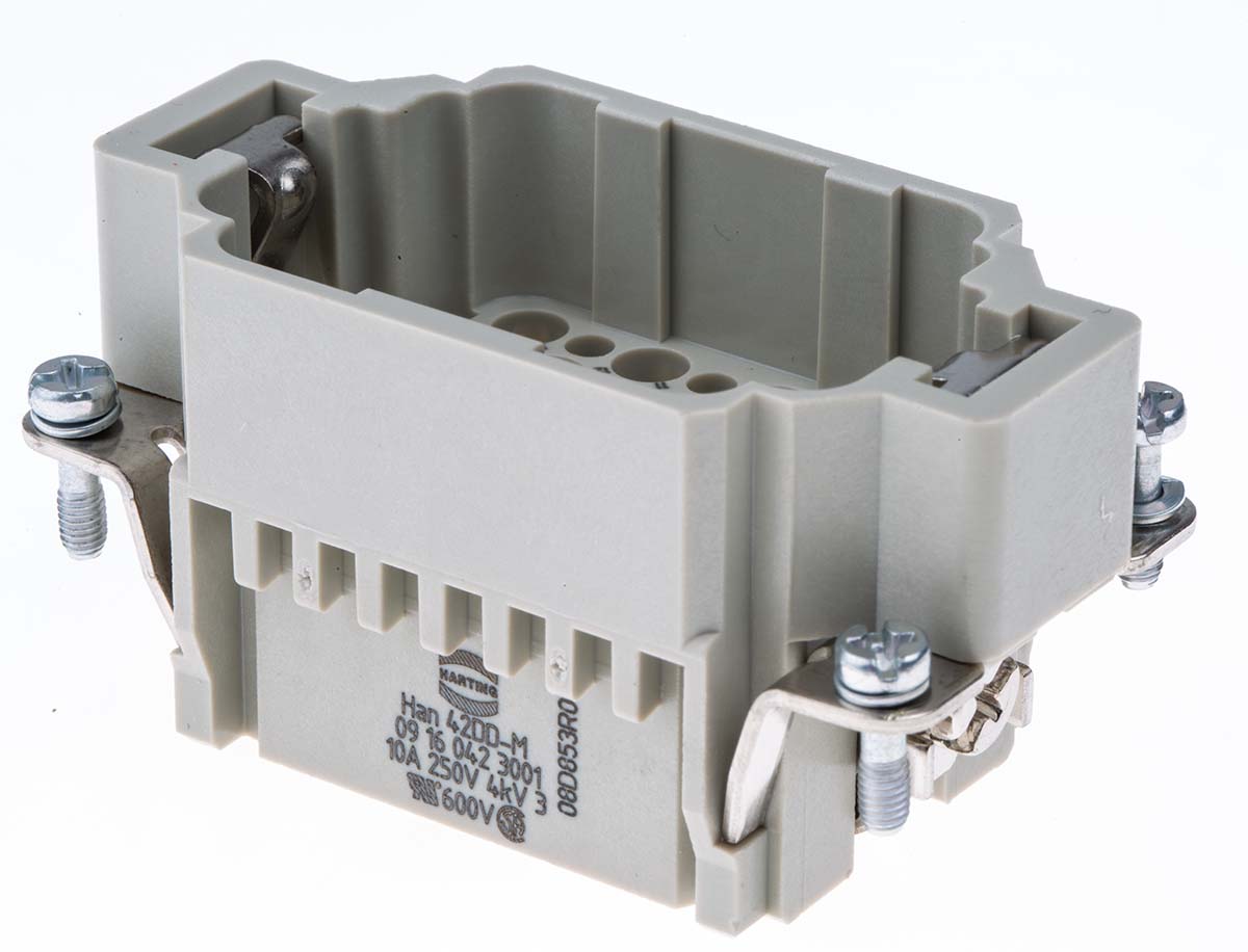 HARTING Heavy Duty Power Connector Insert, 10A, Male, Han DD Series, 42 Contacts