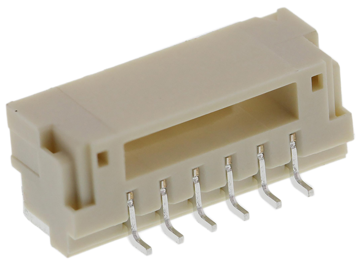 JST GH Series Right Angle Surface PCB Header, 6 Contact(s), 1.25 mm Pitch, 1 Row, Shrouded