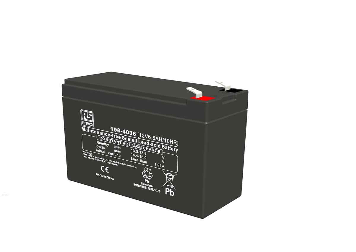 RS PRO 12V T1 Sealed Lead Acid Battery, 6.5Ah