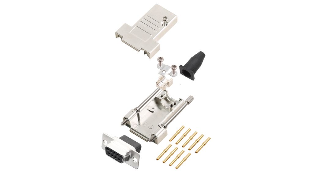 Encitech Connectors 6355 Series Zinc Top Entry D Sub Backshell, 9 Way