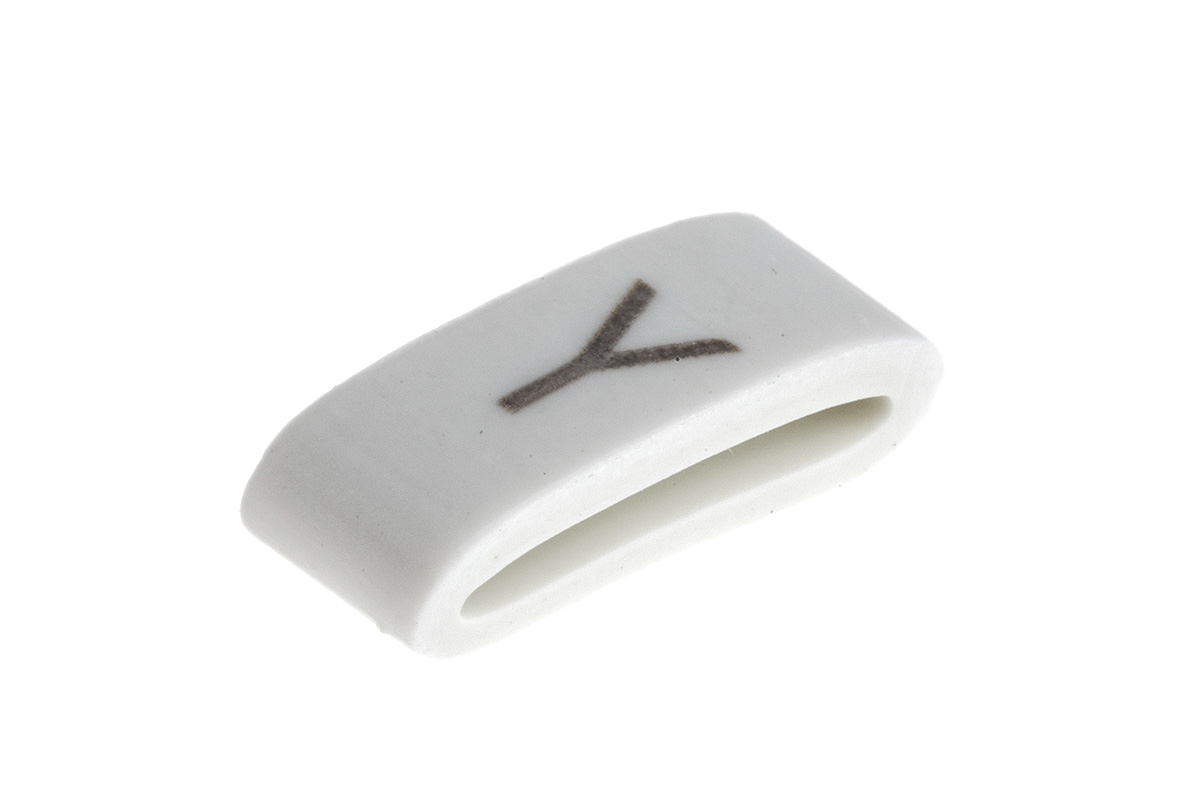 HellermannTyton HODS85 Slide On Cable Markers, Black on White, Pre-printed "Y", 1.8 → 6.3mm Cable, 531-07885