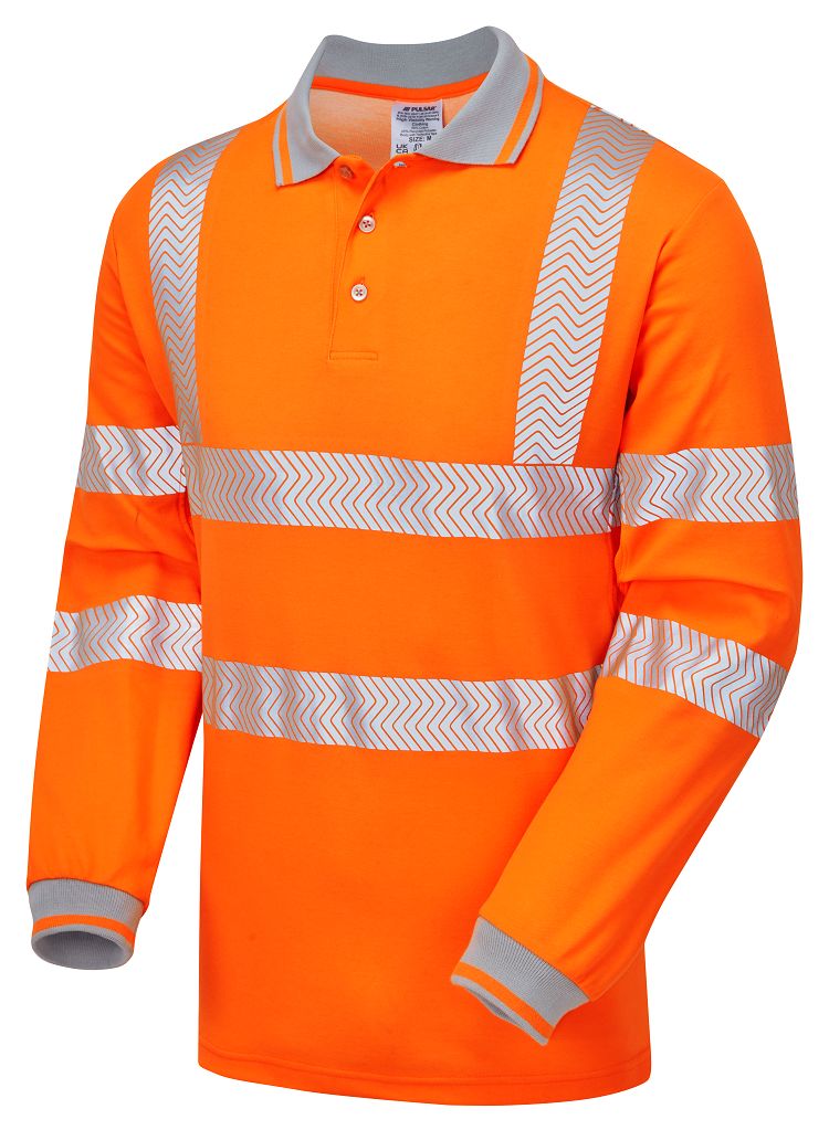 PULSAR LFE904 Orange Men Hi Vis Polo Shirt, L
