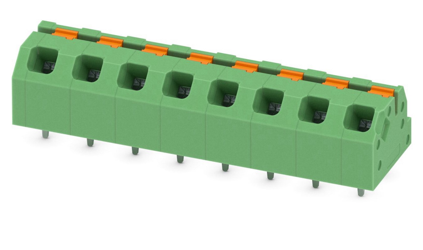 Phoenix Contact SPTAF 1/ 8-5.0-IL Series PCB Terminal Block, 8-Contact, 5mm Pitch, Through Hole Mount, 1-Row, Screw