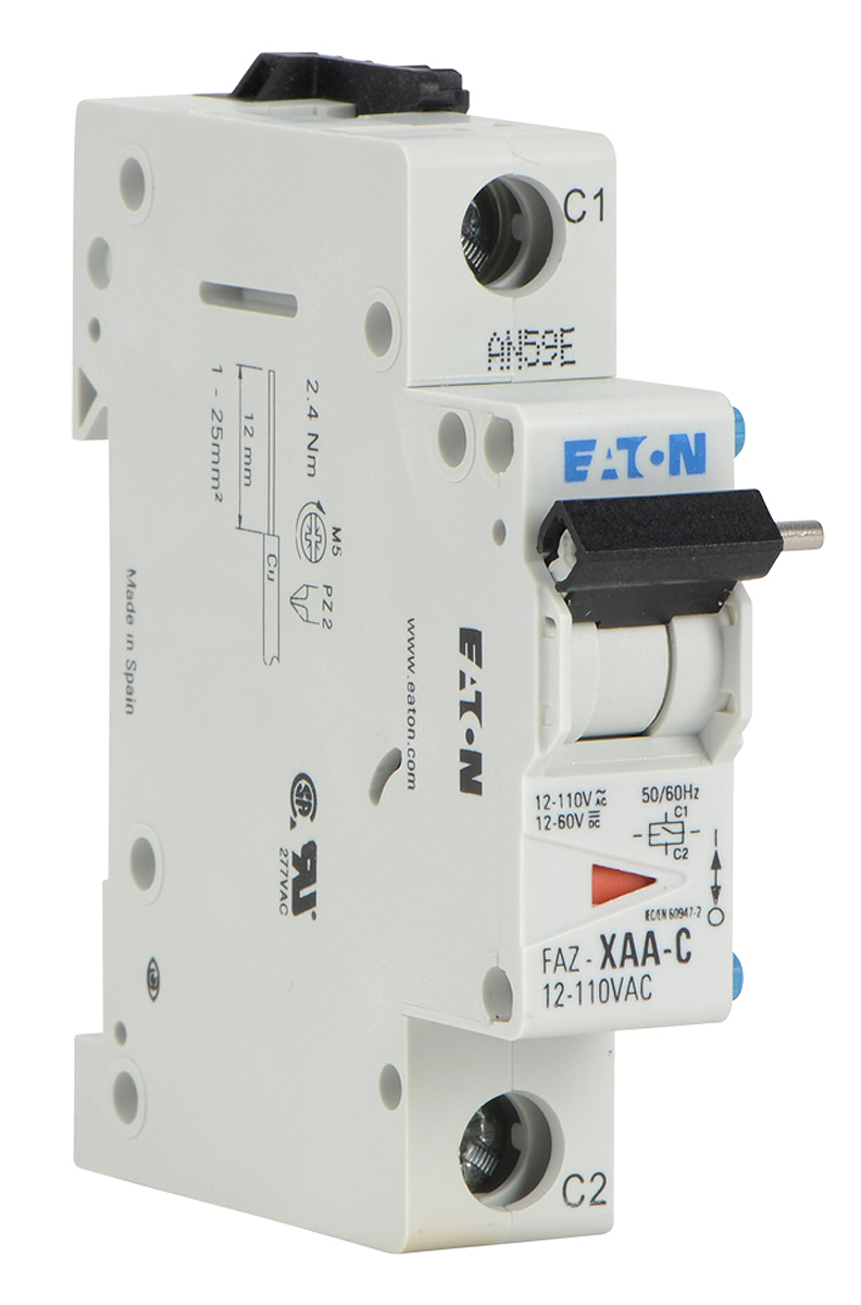 Eaton 12 → 110 V ac, 12 → 60V dc Shunt Trip Shunt trip for use with FAZ Series MCB/RCBO