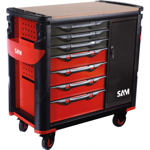 SAM 7 Drawer Stainless Steel Wheeled Tool Trolley
