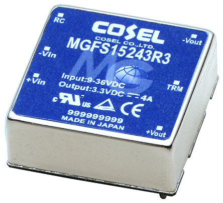 Cosel MGS DC-DC Converter, 3.3V dc/ 4A Output, 18 → 36 V dc Input, 13.2W, PCB Mount, +85°C Max Temp -40°C Min