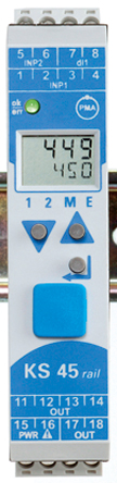 P.M.A KS45 PID Temperature Controller, 99 x 22.5mm, 2 Output Relay, 90 → 260 V ac Supply Voltage ON/OFF
