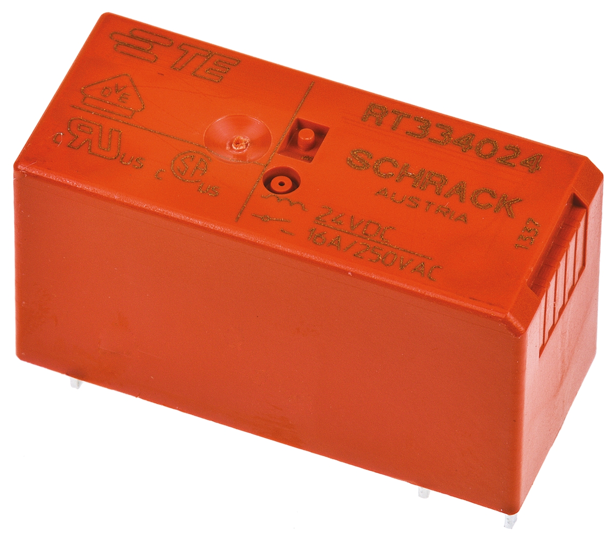 TE Connectivity PCB Mount Power Relay, 24V dc Coil, 16A Switching Current, SPST