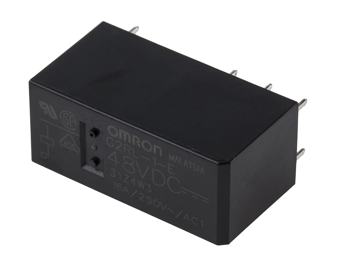 Omron PCB Mount Non-Latching Relay, 48V dc Coil, 16A Switching Current, SPDT