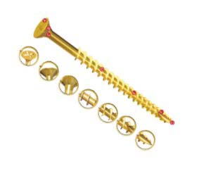 UNIFIX VORTEX Pozidriv Countersunk Steel Wood Screw, Yellow Passivated, Zinc Plated, 6mm Thread, 80mm Length