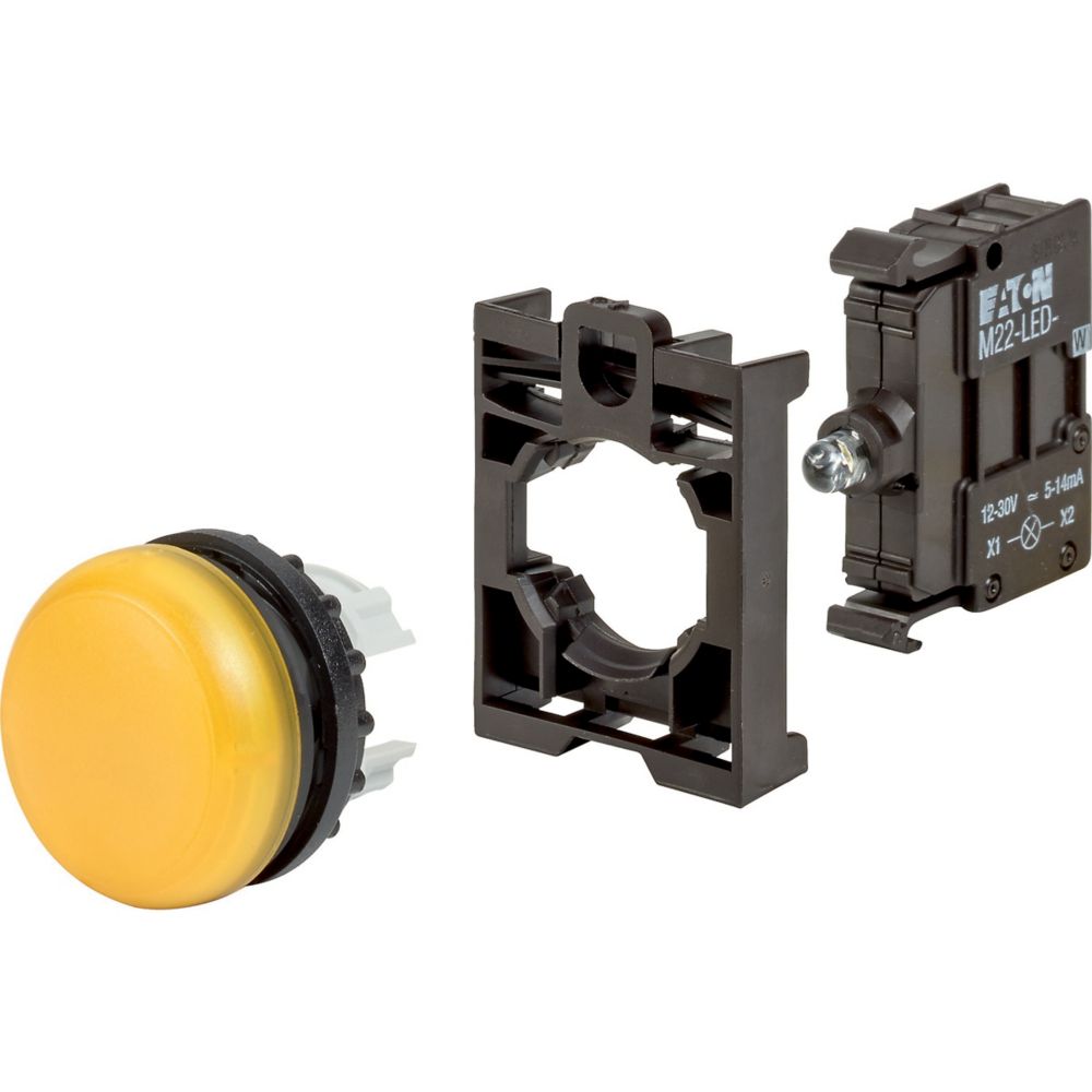 Eaton, Yellow LED Indicator, 22.5mm Cutout, IP67, IP69K, Round, 230V ac