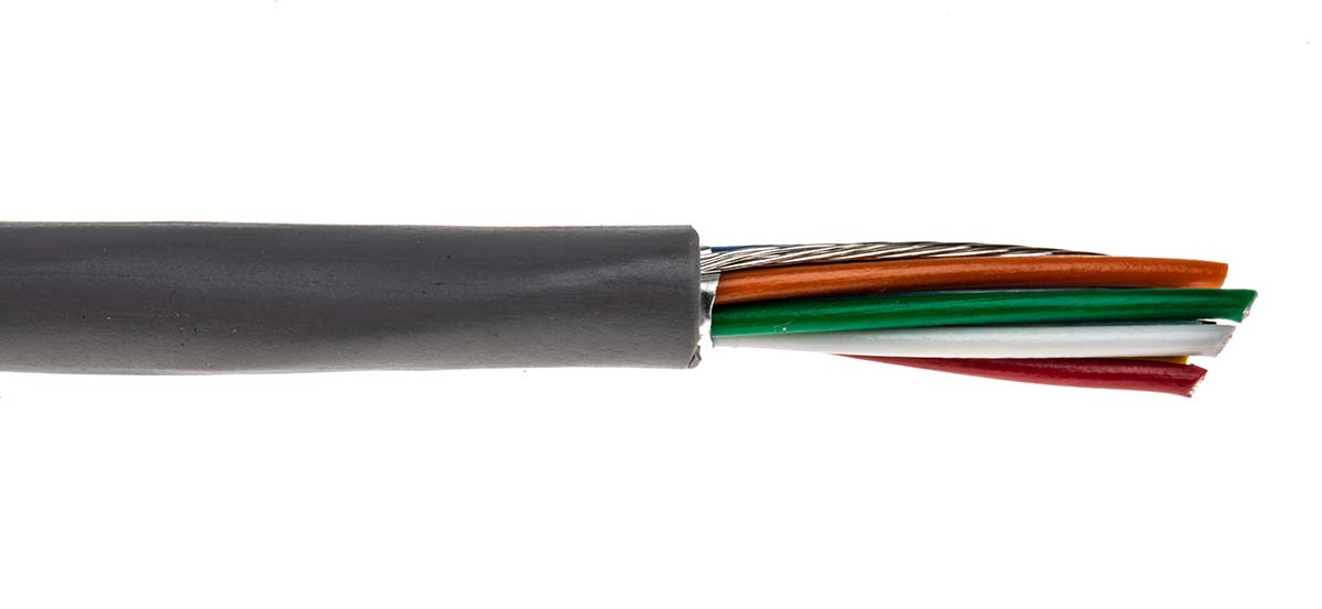 Alpha Wire Alpha Essentials Communication & Control Control Cable, 8 Cores, 0.35 mm² 22 AWG, Screened, 30 m, Grey