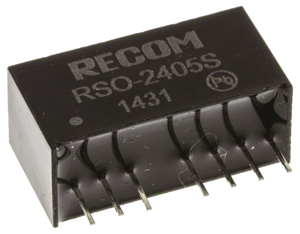 Recom RSO DC-DC Converter, 5V dc/ 200mA Output, 18 → 36 V dc Input, 1W, Through Hole, +85°C Max Temp -40°C Min