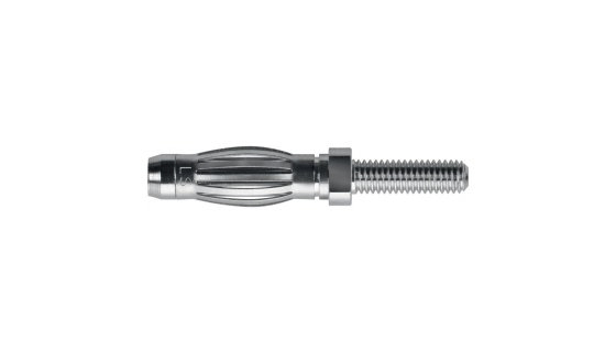 Schutzinger Silver Male Banana Plug, 4 mm Connector, 32A, 33 V ac, 70V dc, Nickel Plating
