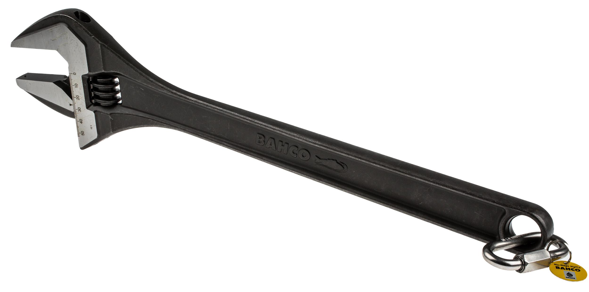 Bahco Adjustable Spanner, 460 mm Overall, 53mm Jaw Capacity, Metal Handle