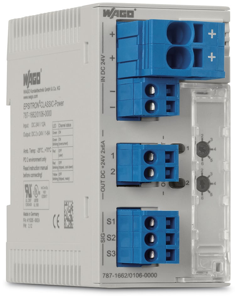 WAGO Electronic Circuit Breaker 10A 24V 787, 2 channels , DIN Rail