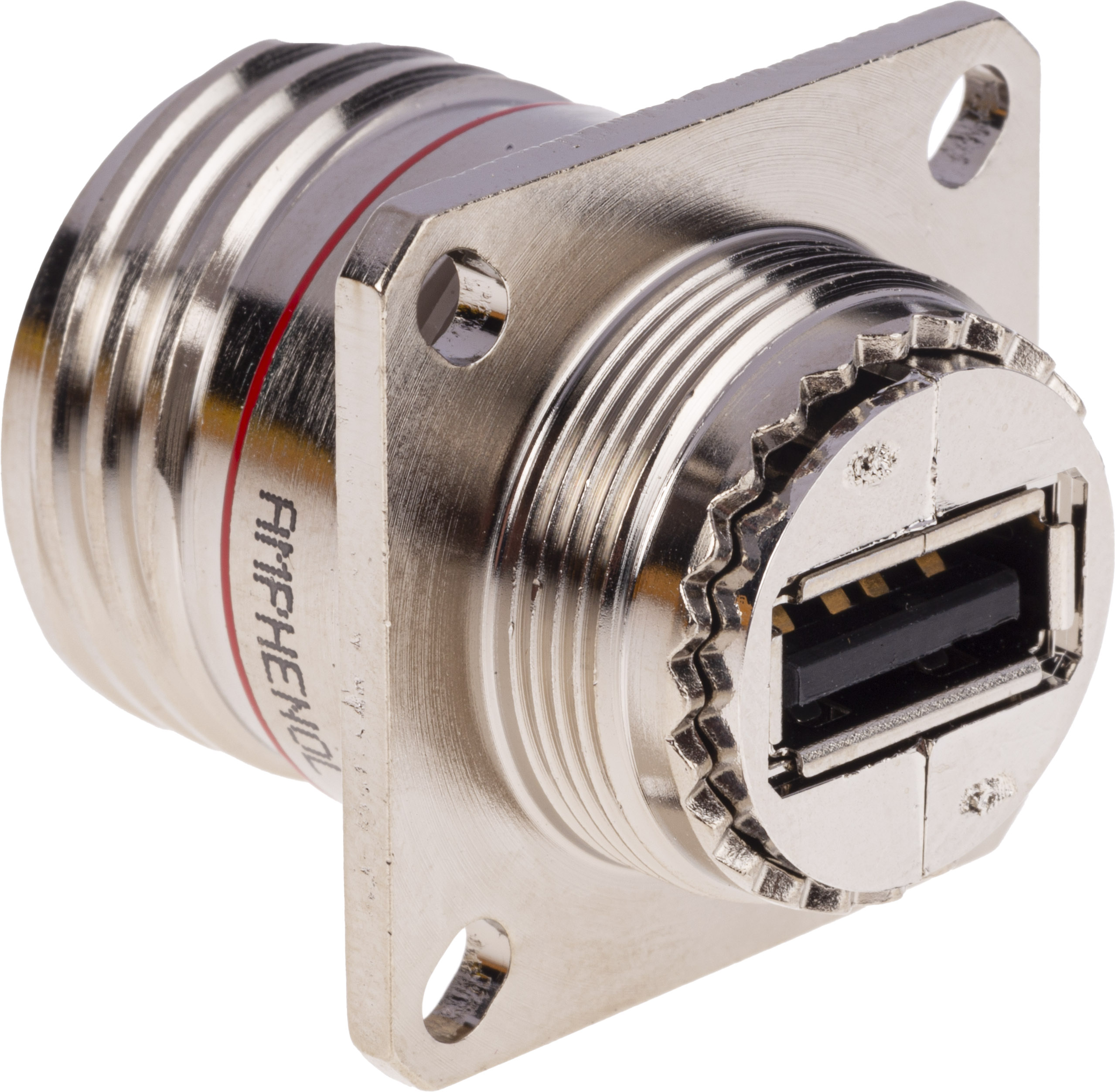 Amphenol Socapex Straight, Panel Mount, Socket- Single Port Type A 2.0 IP68 USB Connector