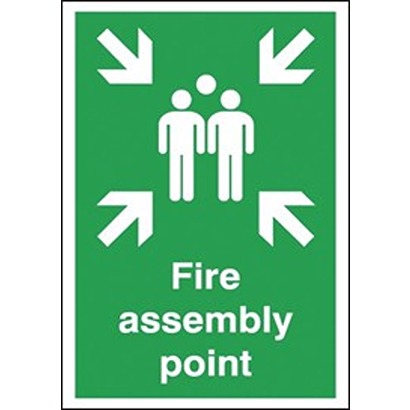 Polypropylene Fire Safety Sign, Fire Assembly Point With English Text Self-Adhesive