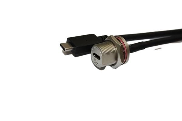 RS PRO Straight, Panel Mount, Socket- Single Port Type C 3.1 IP68 USB C Connector