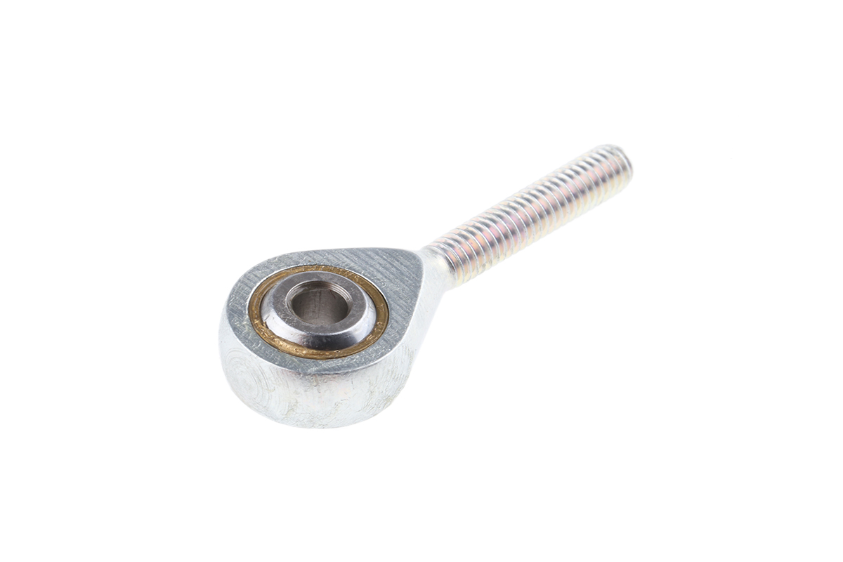 RS PRO M4 x 0.7 Male Steel Rod End, 4mm Bore, 37mm Long, Metric Thread Standard, Male Connection Gender